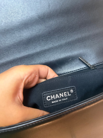 Chanel Boy Degrade Bej Siyah Kapitone Deri Çanta