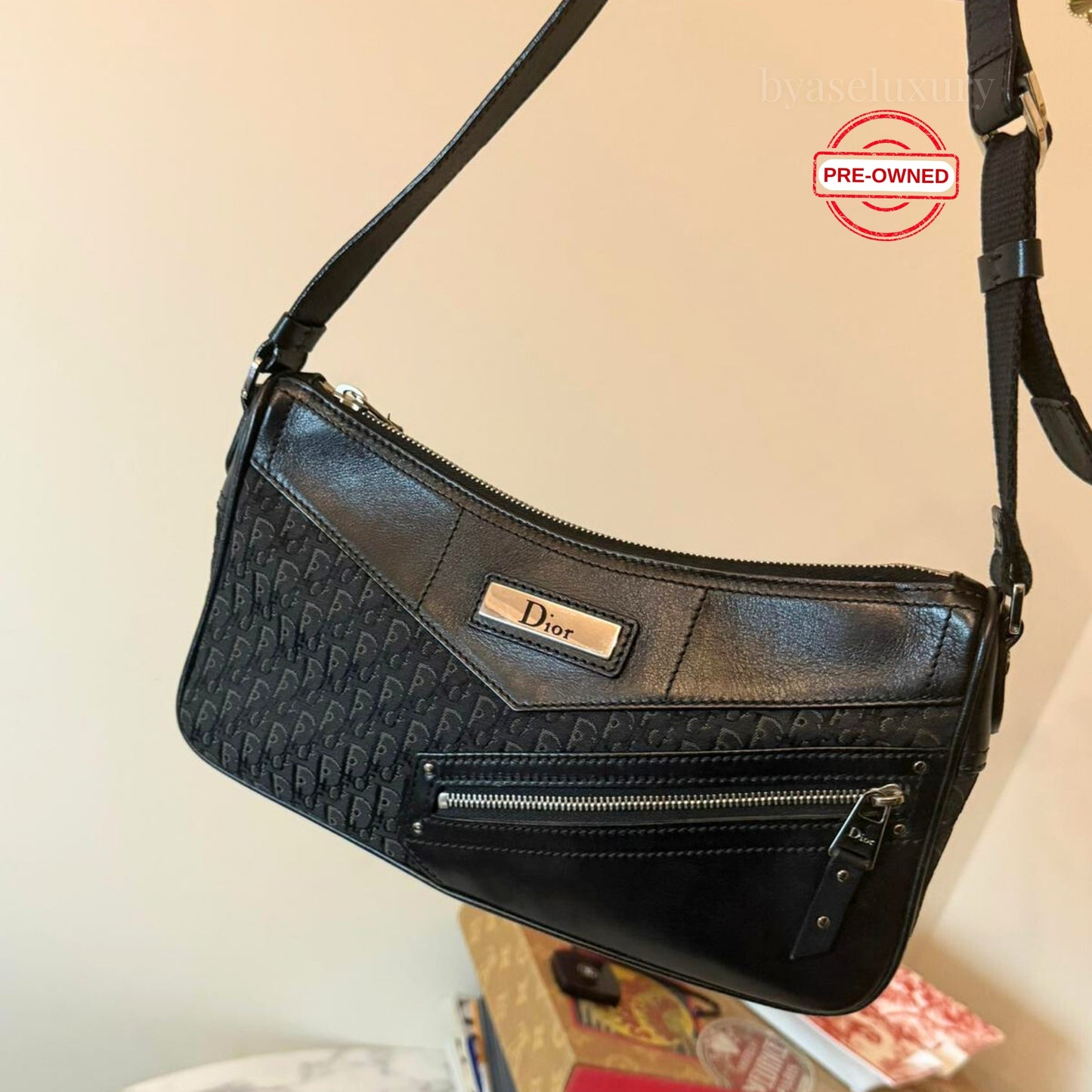 Dior Siyah Monogram Omuz Çantası - Pre-Owned