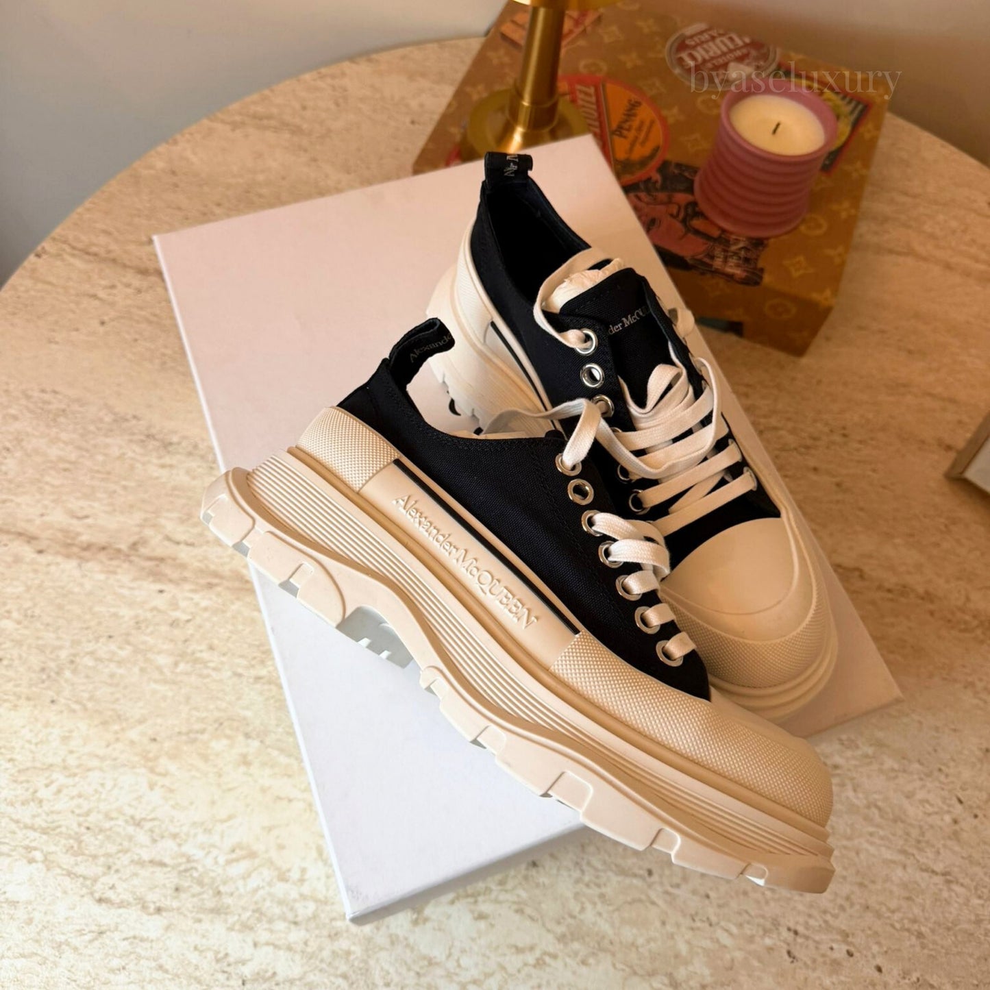 Alexander McQueen Siyah-Beyaz Platform Sneaker 39 Numara