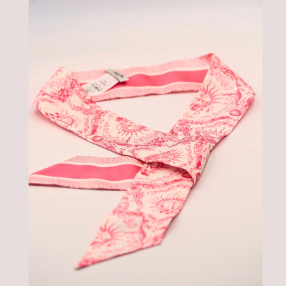 Dior Pembe Desenli İpek Fular