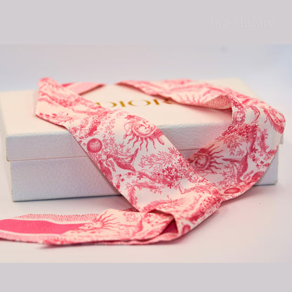 Dior Pembe Desenli İpek Fular