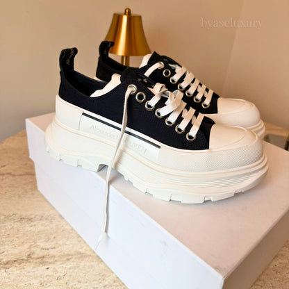 Alexander McQueen Siyah-Beyaz Platform Sneaker 39 Numara