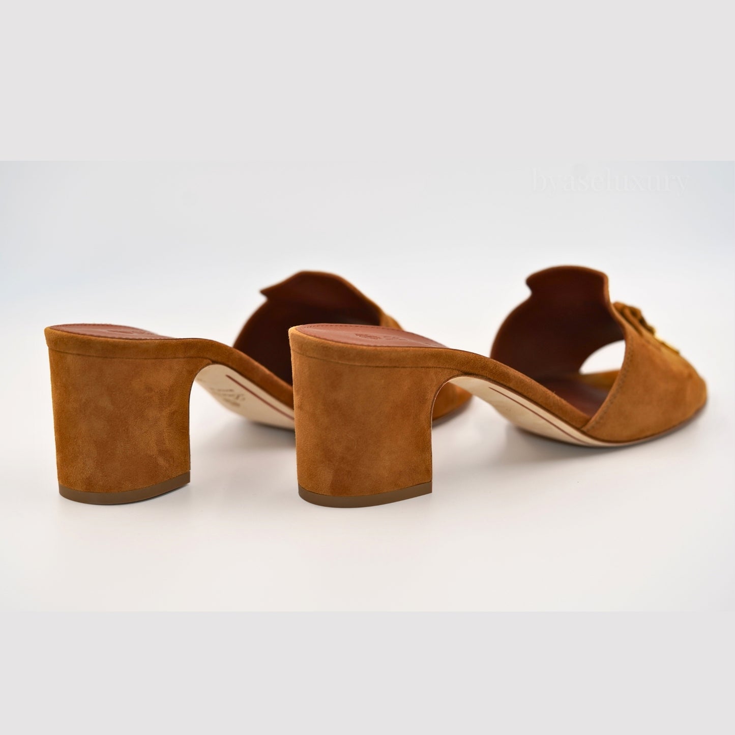 Loro Piana Süet Gold Detaylı Topuklu Terlik 36 Numara