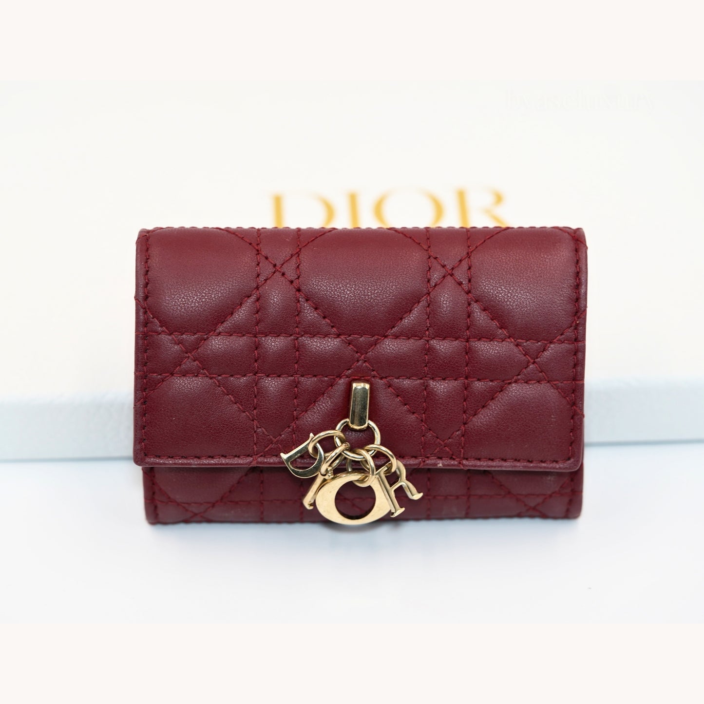Dior Lady Dior Cannage Bordo Deri Cüzdan
