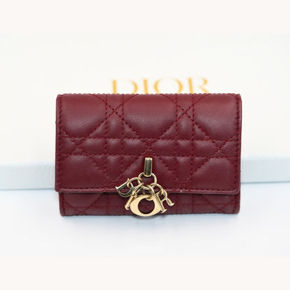 Dior Lady Dior Cannage Bordo Deri Cüzdan