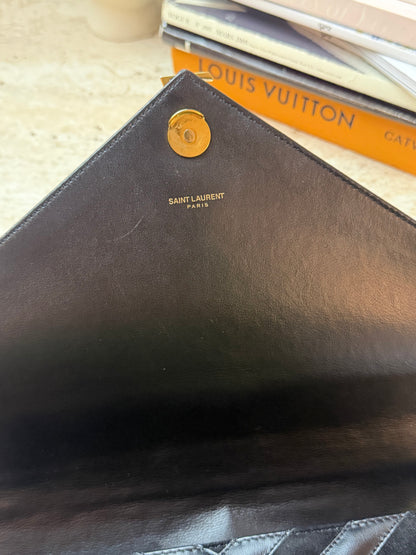 Saint Laurent YSL Loulou Siyah Deri Gold Zincir Büyük Boy Çanta