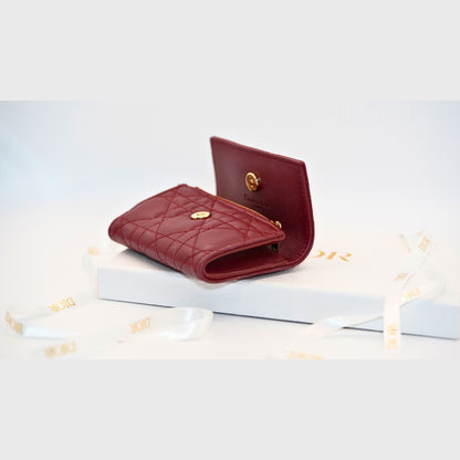Dior Lady Dior Cannage Bordo Deri Cüzdan