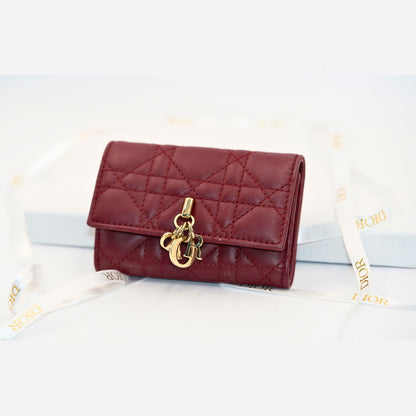 Dior Lady Dior Cannage Bordo Deri Cüzdan