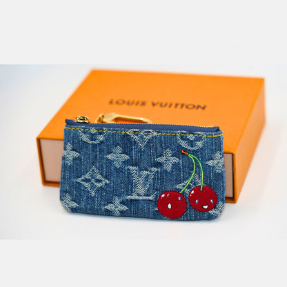 Louis Vuitton Denim Kiraz Detaylı Anahtarlık