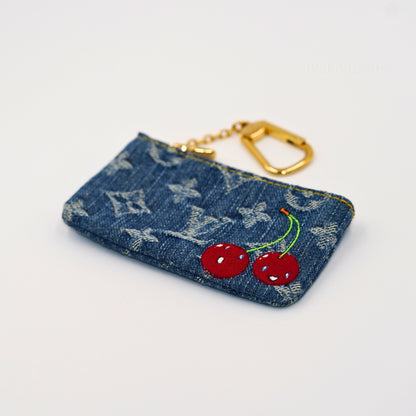 Louis Vuitton Denim Kiraz Detaylı Anahtarlık