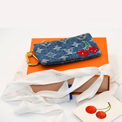 Louis Vuitton Denim Kiraz Detaylı Anahtarlık