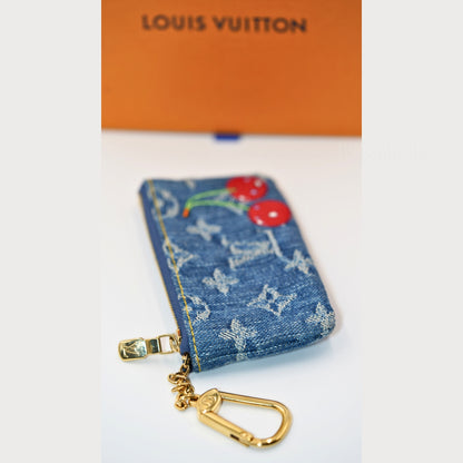 Louis Vuitton Denim Kiraz Detaylı Anahtarlık