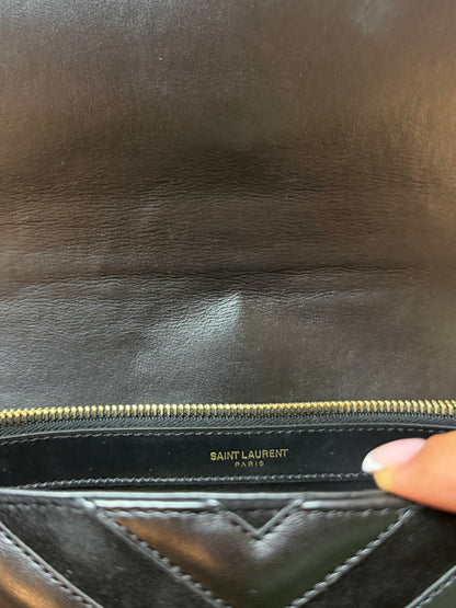 Saint Laurent YSL Loulou Siyah Deri Gold Zincir Büyük Boy Çanta