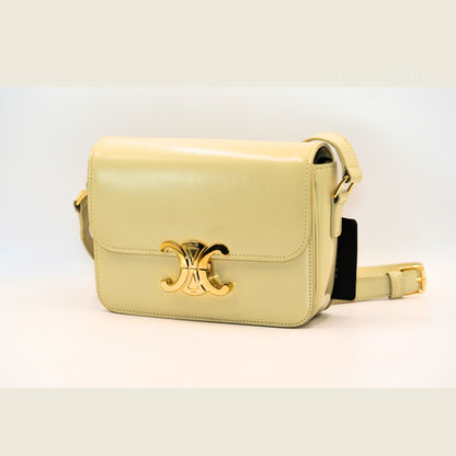 Celine Triomphe Cream Leather Shoulder Bag