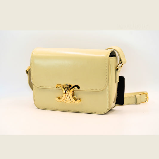 Celine Triomphe Cream Leather Shoulder Bag