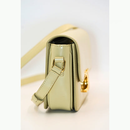 Celine Triomphe Cream Leather Shoulder Bag