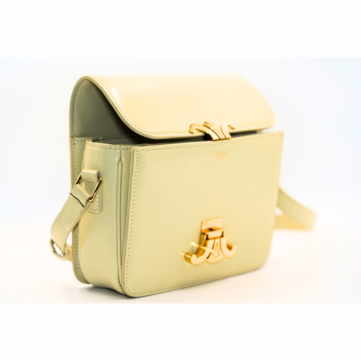 Celine Triomphe Cream Leather Shoulder Bag