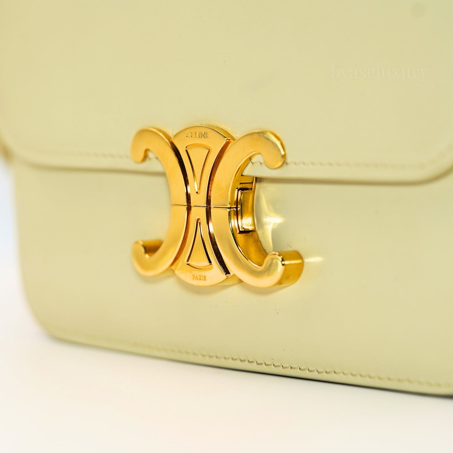 Celine Triomphe Cream Leather Shoulder Bag