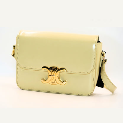 Celine Triomphe Cream Leather Shoulder Bag