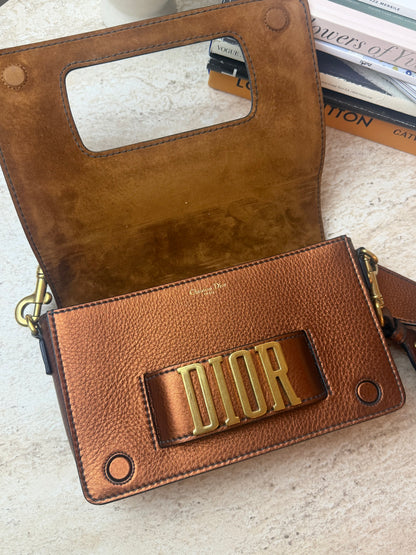 Dior Dio(r)evolution Bronz Metalik Deri Omuz Çantası