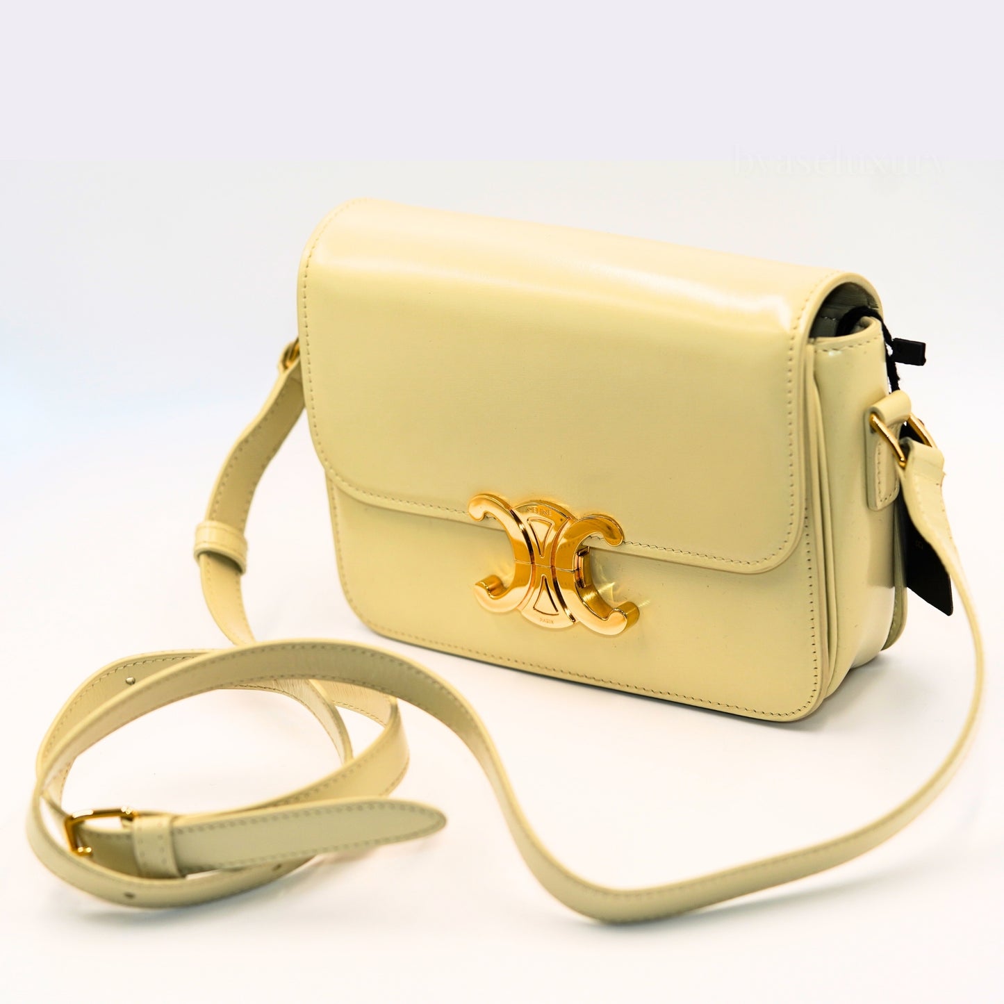 Celine Triomphe Cream Leather Shoulder Bag
