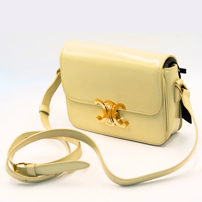 Celine Triomphe Cream Leather Shoulder Bag