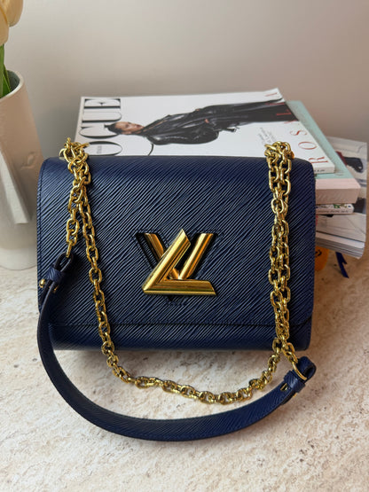 Louis Vuitton Twist Koyu Lacivert Deri Gold Zincir Askılı Çanta
