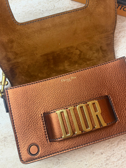 Dior Dio(r)evolution Bronz Metalik Deri Omuz Çantası