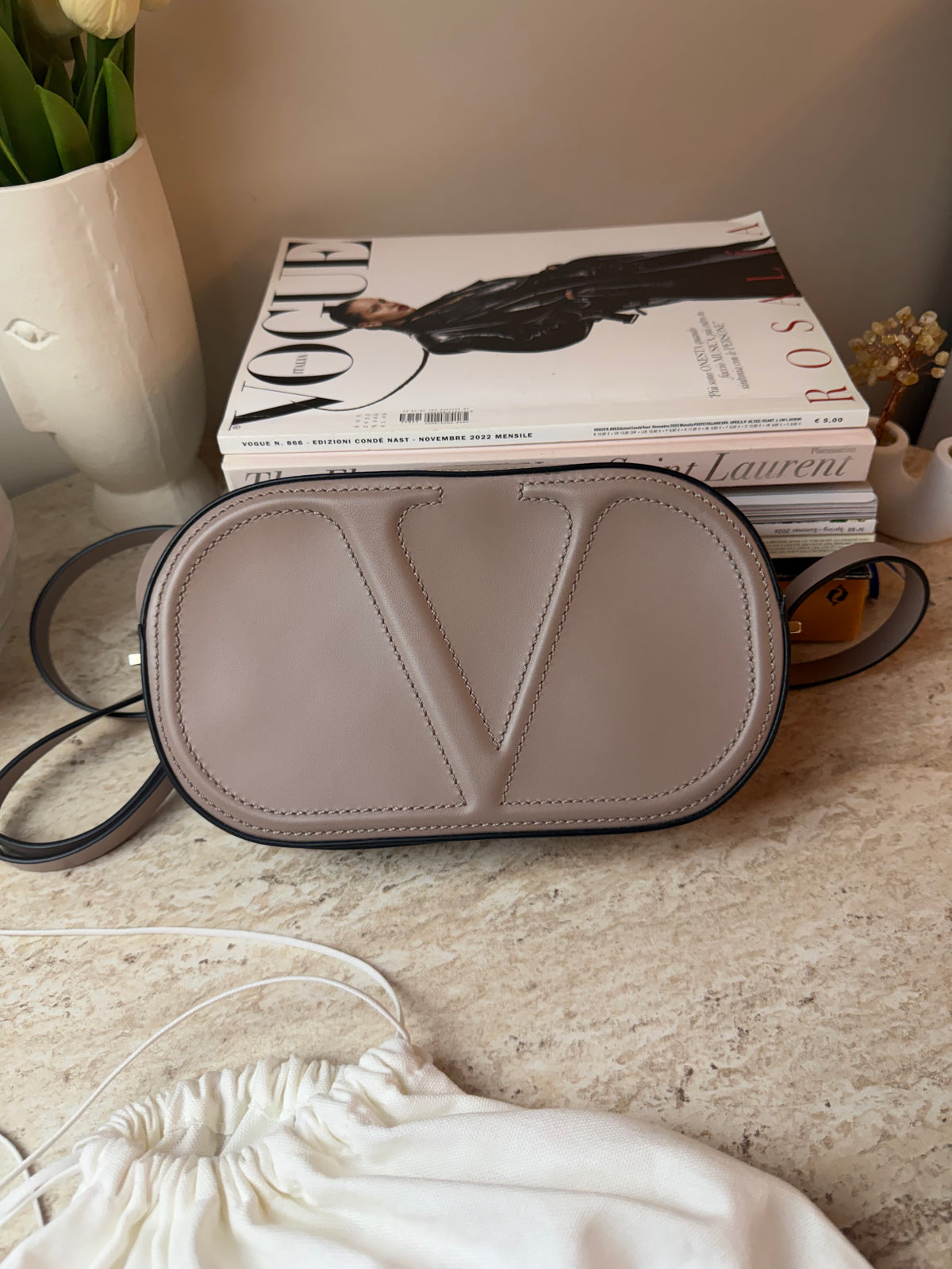 Valentino Garavani VLogo Bej/Taupe Askılı Çanta