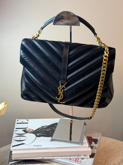 Saint Laurent YSL Loulou Siyah Deri Gold Zincir Büyük Boy Çanta