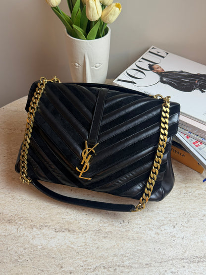 Saint Laurent YSL Loulou Siyah Deri Gold Zincir Büyük Boy Çanta