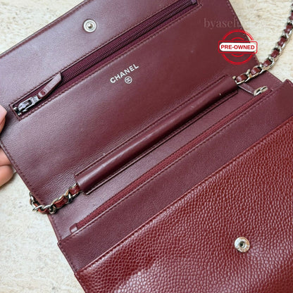 Chanel Timeless CC Wallet on Chain (WOC) Bordo Caviar Deri Çanta – Pre-Owned