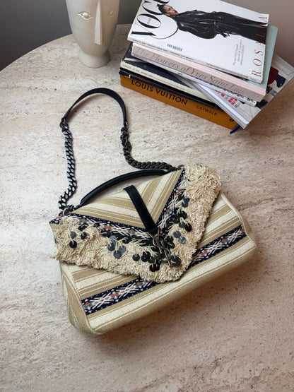 Saint Laurent YSL Koleksiyonluk Etnik Dokuma Zincir Askılı Çanta