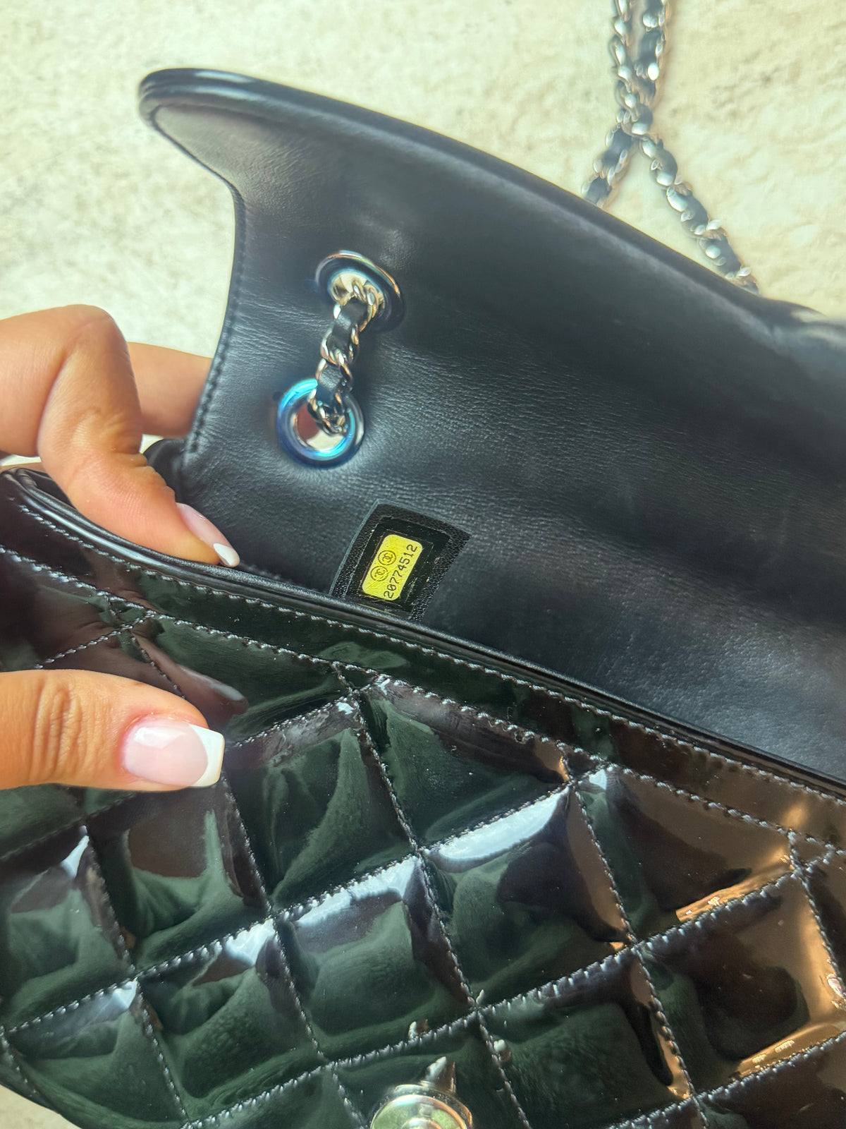 Chanel Mini Flap Siyah Rugan Zincir Askılı Çanta