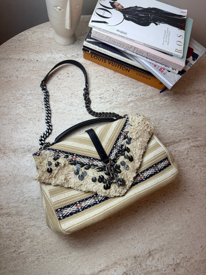 Saint Laurent YSL Koleksiyonluk Etnik Dokuma Zincir Askılı Çanta