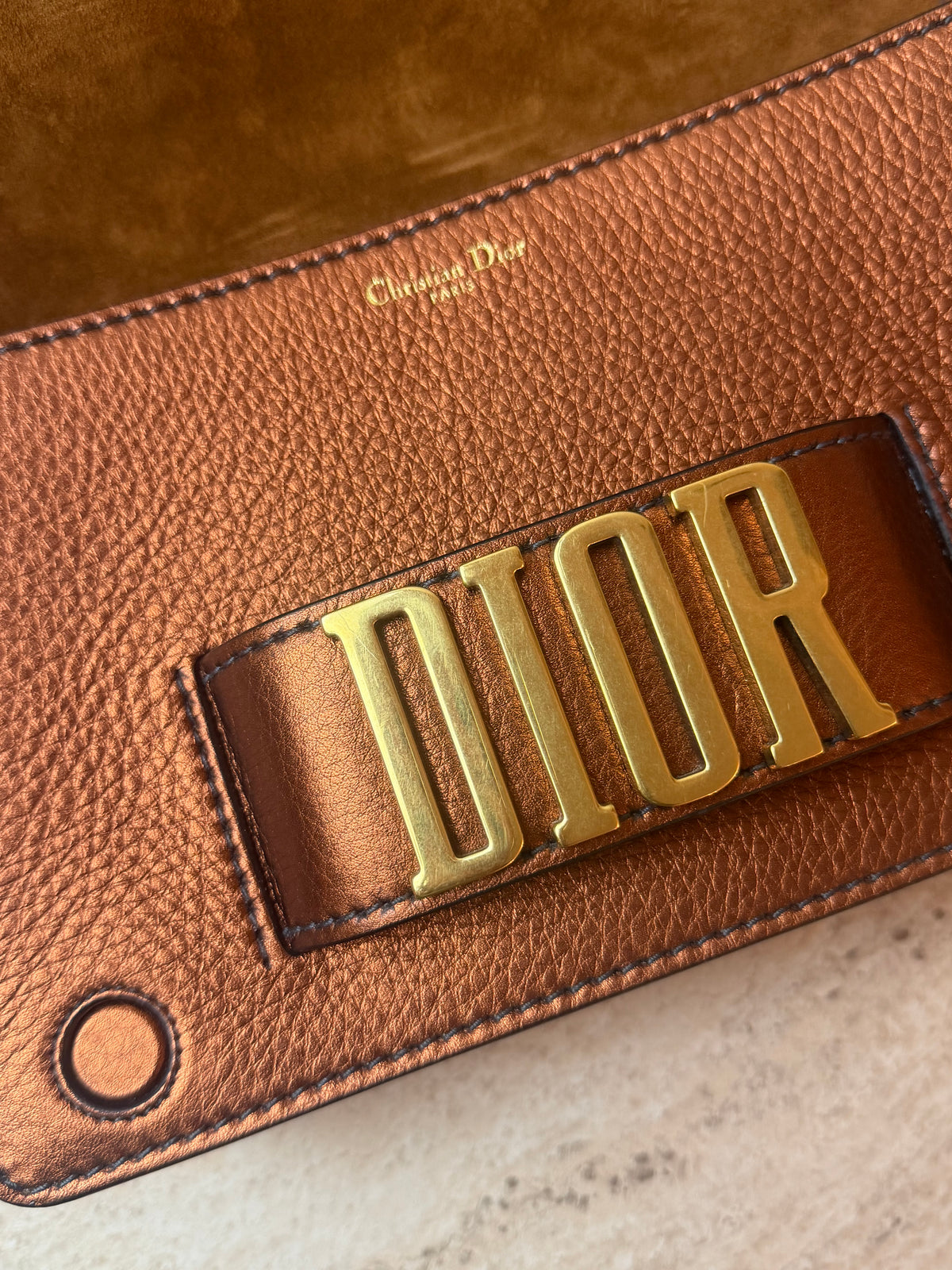 Dior Dio(r)evolution Bronz Metalik Deri Omuz Çantası