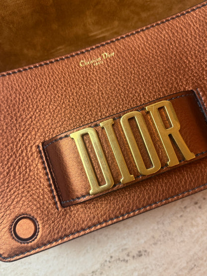 Dior Dio(r)evolution Bronz Metalik Deri Omuz Çantası