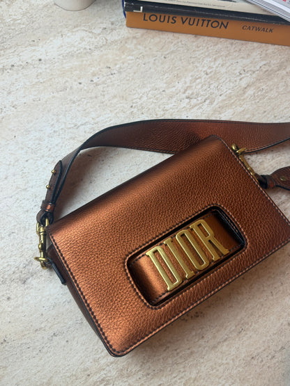 Dior Dio(r)evolution Bronz Metalik Deri Omuz Çantası
