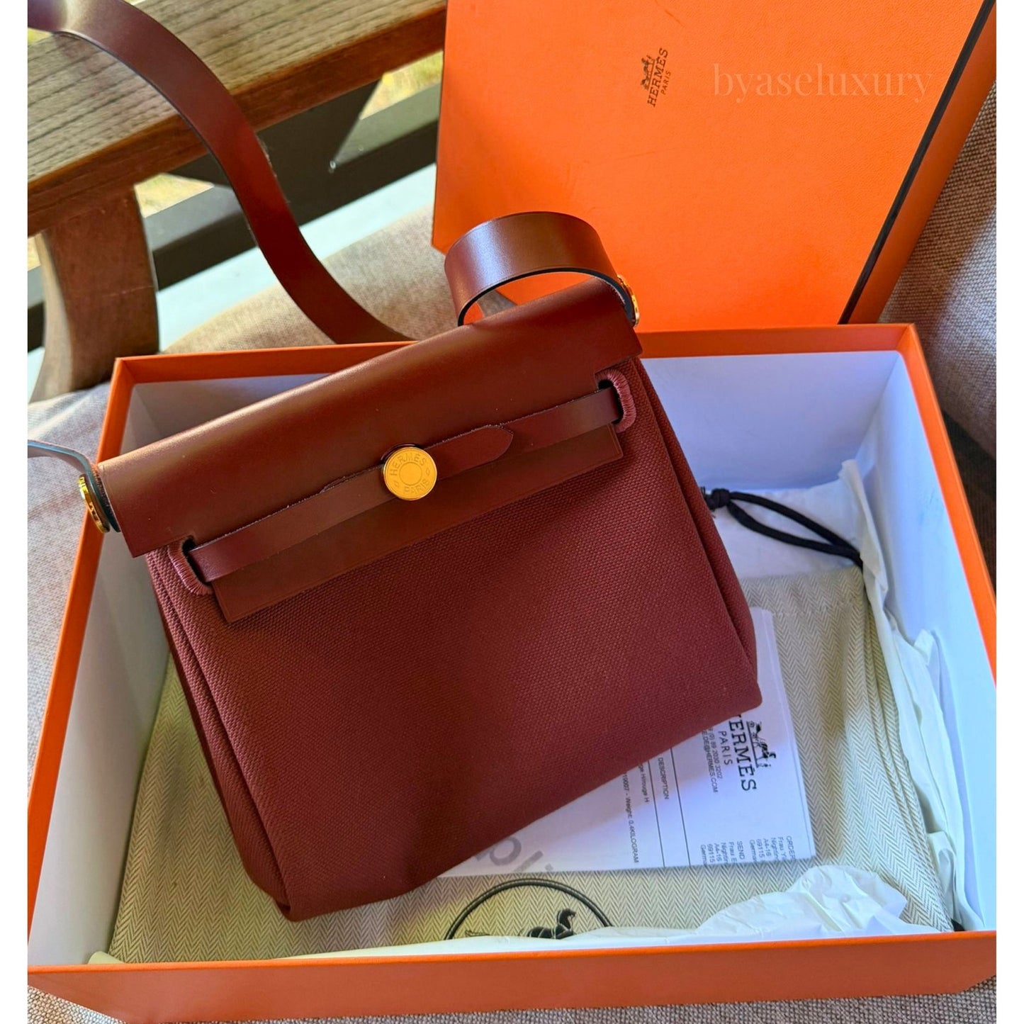 Hermes Herbag Zip 20 Mini Rouge H Toile Militaire Canvas Çanta