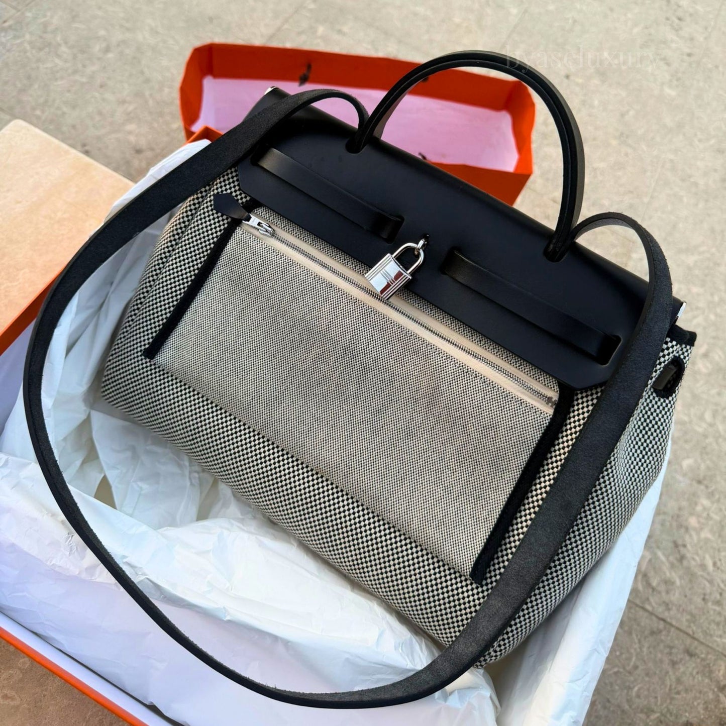 Hermès Herbag Zip 31 Toile Noir Çanta