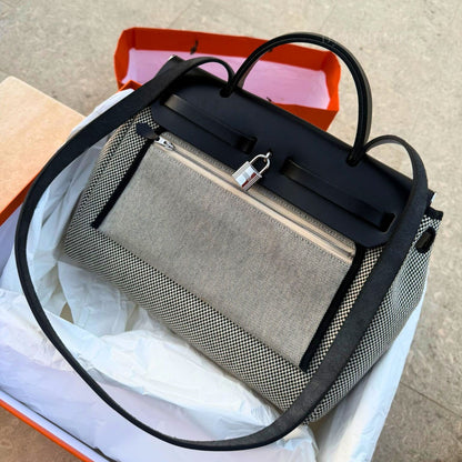 Hermès Herbag Zip 31 Toile Noir Çanta