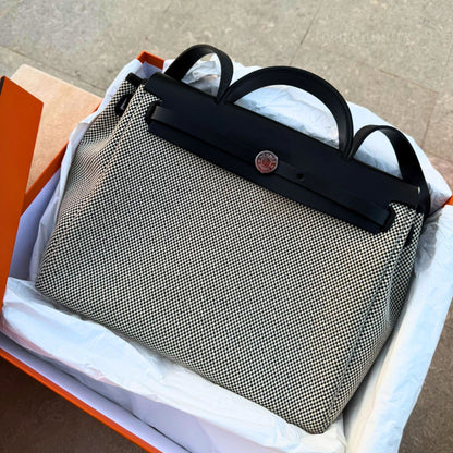 Hermès Herbag Zip 31 Toile Noir Çanta