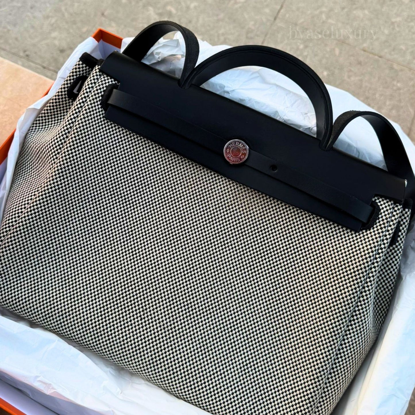 Hermès Herbag Zip 31 Toile Noir Çanta