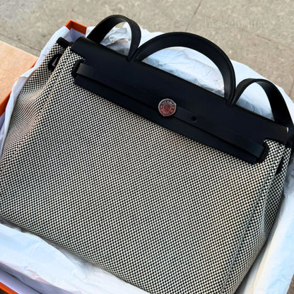 Hermès Herbag Zip 31 Toile Noir Çanta