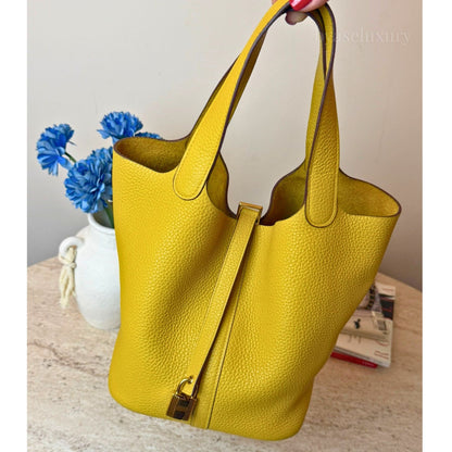 Hermès Picotin Lock 22 Lime Togo Deri Çanta