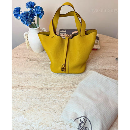 Hermès Picotin Lock 22 Lime Togo Deri Çanta