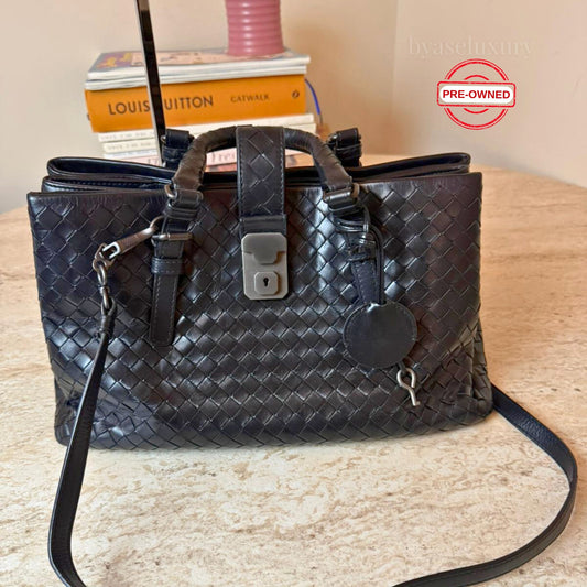 Bottega Veneta Roma Intrecciato Deri Çanta – Siyah | Pre-Owned