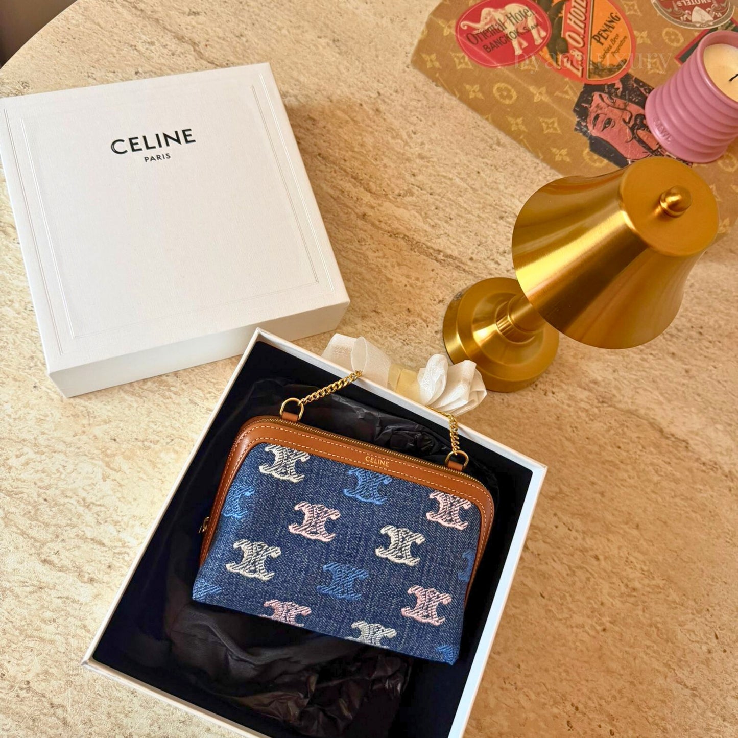 Celine Limited Edition Denim Monogram Cüzdan