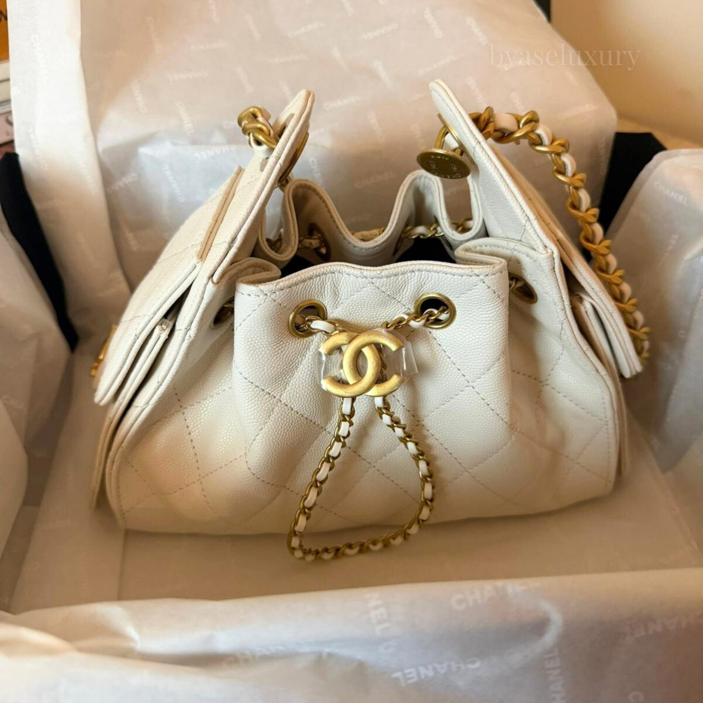 Chanel 25 Mini Beyaz Deri Çanta